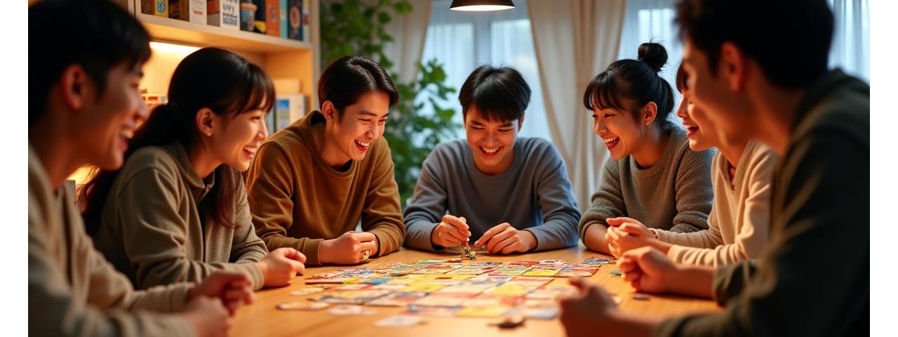 人々が集まってボードゲームを楽しんでいる様子