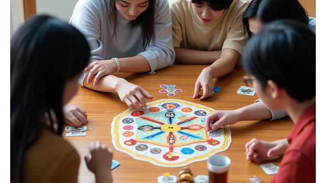 ボードゲームを囲んで交流する人々