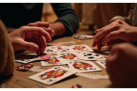 カードゲームをプレイする人々の手元